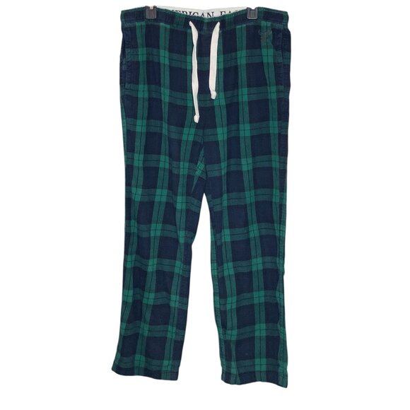 Vintage 00s Y2K American Eagle Men's L Blue Green Flannel Plaid Dorm PJ Pants - Picture 1 of 4
